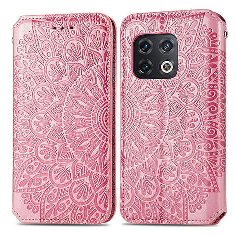 Funda de Cuero Cartera con Soporte Patron de Moda Carcasa S01D para OnePlus 10 Pro 5G Oro Rosa