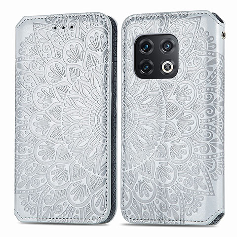 Funda de Cuero Cartera con Soporte Patron de Moda Carcasa S01D para OnePlus 10 Pro 5G Plata