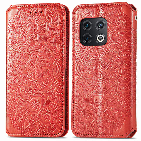 Funda de Cuero Cartera con Soporte Patron de Moda Carcasa S01D para OnePlus 10 Pro 5G Rojo