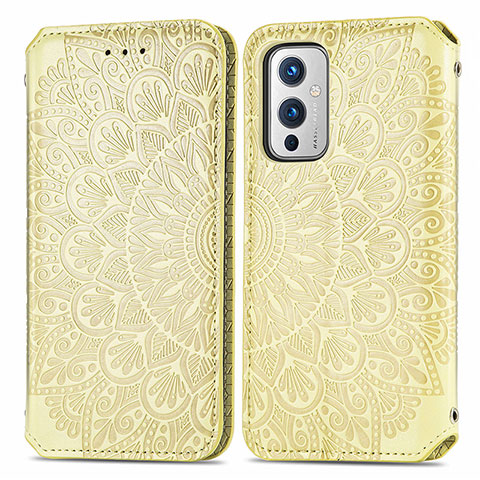 Funda de Cuero Cartera con Soporte Patron de Moda Carcasa S01D para OnePlus 9 5G Oro