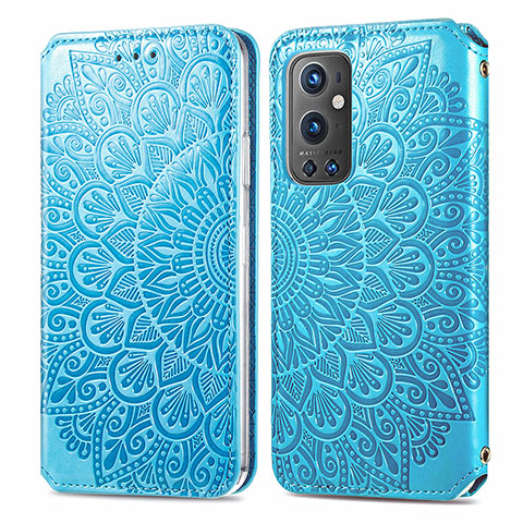 Funda de Cuero Cartera con Soporte Patron de Moda Carcasa S01D para OnePlus 9 Pro 5G Azul