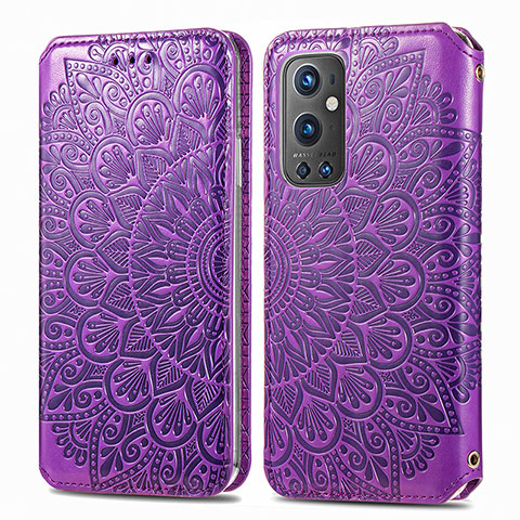 Funda de Cuero Cartera con Soporte Patron de Moda Carcasa S01D para OnePlus 9 Pro 5G Morado