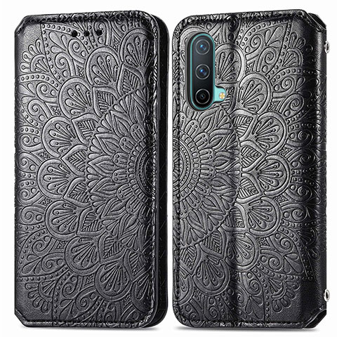 Funda de Cuero Cartera con Soporte Patron de Moda Carcasa S01D para OnePlus Nord CE 5G Negro