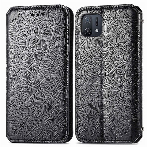 Funda de Cuero Cartera con Soporte Patron de Moda Carcasa S01D para Oppo A16K Negro