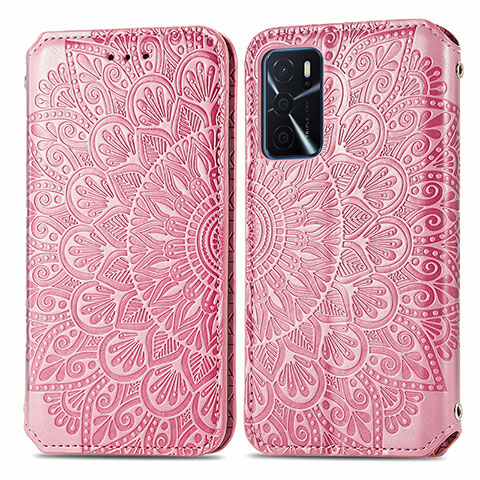 Funda de Cuero Cartera con Soporte Patron de Moda Carcasa S01D para Oppo A16s Oro Rosa