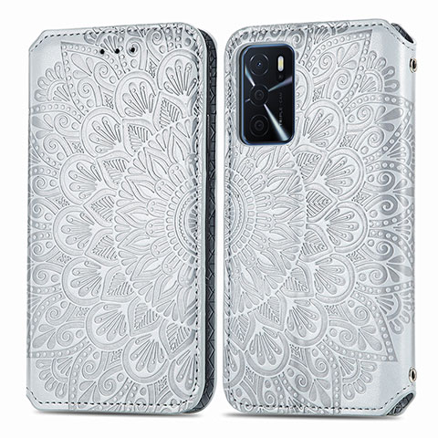 Funda de Cuero Cartera con Soporte Patron de Moda Carcasa S01D para Oppo A16s Plata