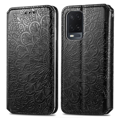 Funda de Cuero Cartera con Soporte Patron de Moda Carcasa S01D para Oppo A54 4G Negro