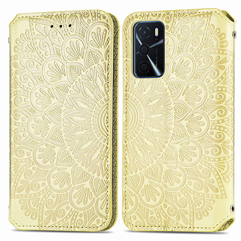 Funda de Cuero Cartera con Soporte Patron de Moda Carcasa S01D para Oppo A54s Oro