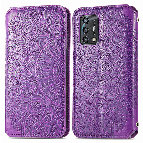 Funda de Cuero Cartera con Soporte Patron de Moda Carcasa S01D para Oppo A74 4G Morado