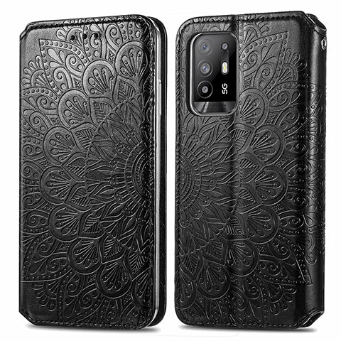 Funda de Cuero Cartera con Soporte Patron de Moda Carcasa S01D para Oppo A94 5G Negro