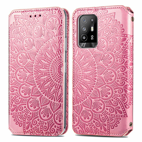 Funda de Cuero Cartera con Soporte Patron de Moda Carcasa S01D para Oppo A95 5G Oro Rosa