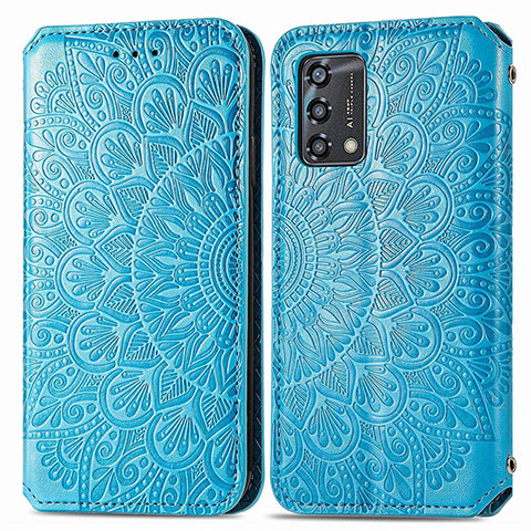 Funda de Cuero Cartera con Soporte Patron de Moda Carcasa S01D para Oppo F19s Azul