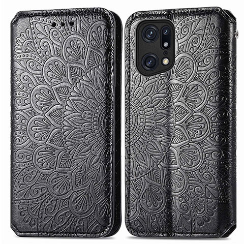 Funda de Cuero Cartera con Soporte Patron de Moda Carcasa S01D para Oppo Find X5 Pro 5G Negro