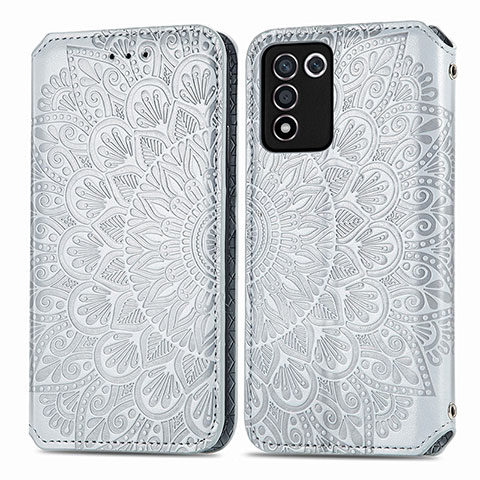 Funda de Cuero Cartera con Soporte Patron de Moda Carcasa S01D para Oppo K9S 5G Plata