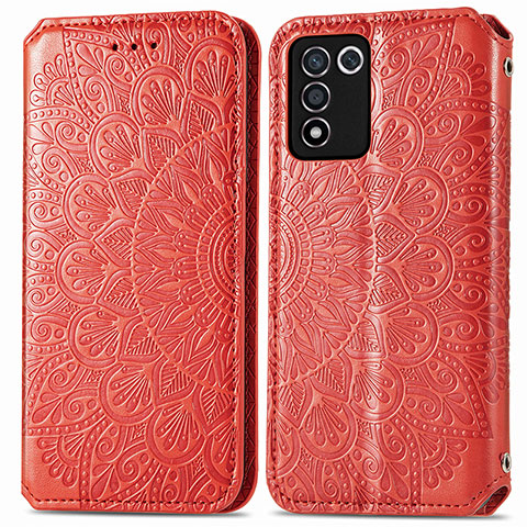 Funda de Cuero Cartera con Soporte Patron de Moda Carcasa S01D para Oppo K9S 5G Rojo