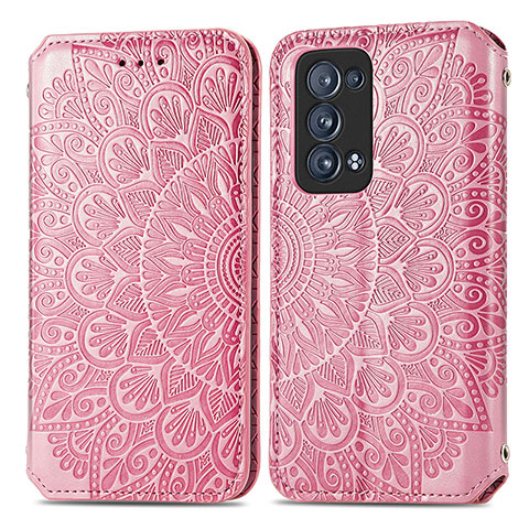 Funda de Cuero Cartera con Soporte Patron de Moda Carcasa S01D para Oppo Reno6 Pro 5G Oro Rosa