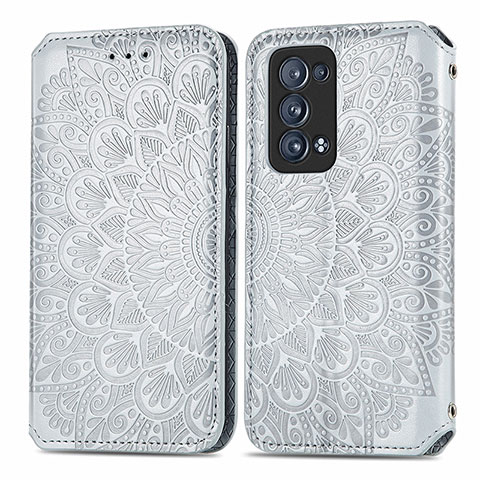 Funda de Cuero Cartera con Soporte Patron de Moda Carcasa S01D para Oppo Reno6 Pro 5G Plata