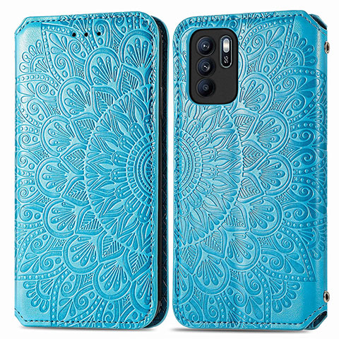 Funda de Cuero Cartera con Soporte Patron de Moda Carcasa S01D para Oppo Reno6 Z 5G Azul