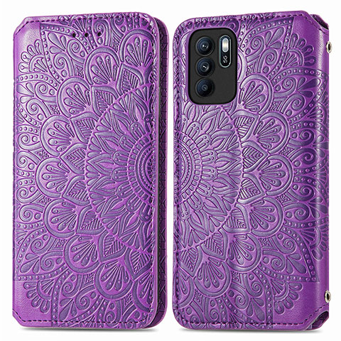 Funda de Cuero Cartera con Soporte Patron de Moda Carcasa S01D para Oppo Reno6 Z 5G Morado