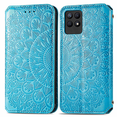 Funda de Cuero Cartera con Soporte Patron de Moda Carcasa S01D para Realme 8i Azul