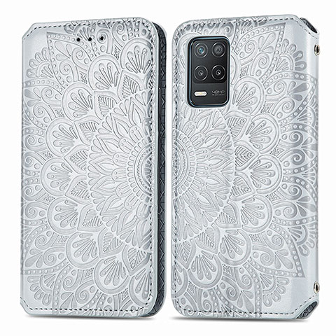 Funda de Cuero Cartera con Soporte Patron de Moda Carcasa S01D para Realme 9 5G India Plata