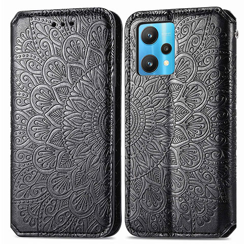 Funda de Cuero Cartera con Soporte Patron de Moda Carcasa S01D para Realme 9 Pro 5G Negro