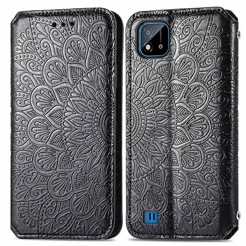 Funda de Cuero Cartera con Soporte Patron de Moda Carcasa S01D para Realme C11 (2021) Negro