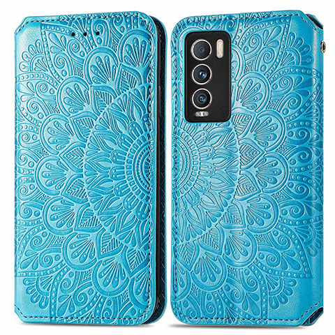 Funda de Cuero Cartera con Soporte Patron de Moda Carcasa S01D para Realme GT Master Explorer 5G Azul