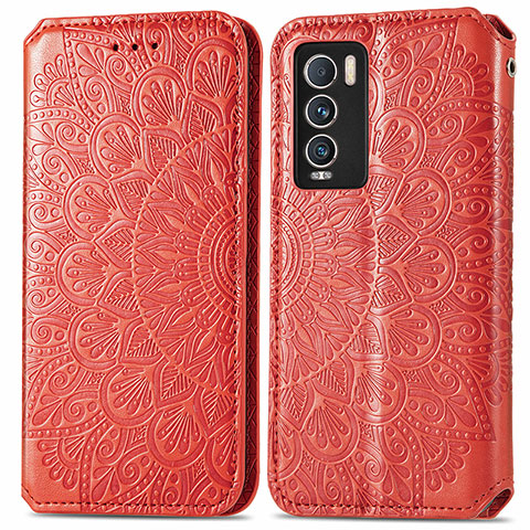 Funda de Cuero Cartera con Soporte Patron de Moda Carcasa S01D para Realme GT Master Explorer 5G Rojo