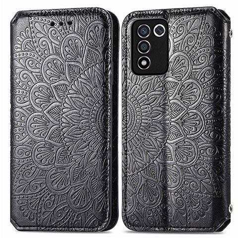 Funda de Cuero Cartera con Soporte Patron de Moda Carcasa S01D para Realme Q3s 5G Negro