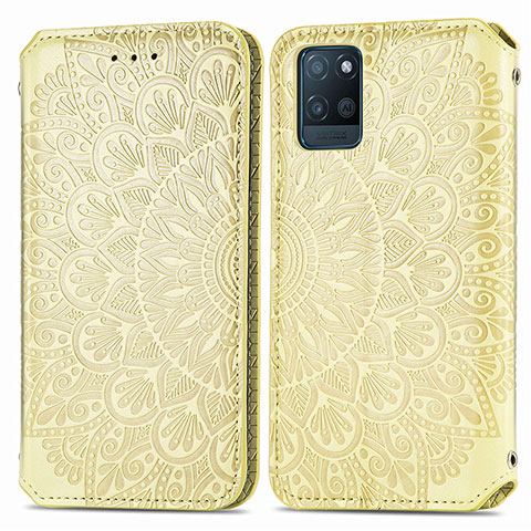 Funda de Cuero Cartera con Soporte Patron de Moda Carcasa S01D para Realme V11s 5G Oro