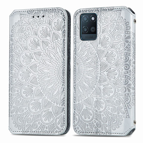 Funda de Cuero Cartera con Soporte Patron de Moda Carcasa S01D para Realme V11s 5G Plata