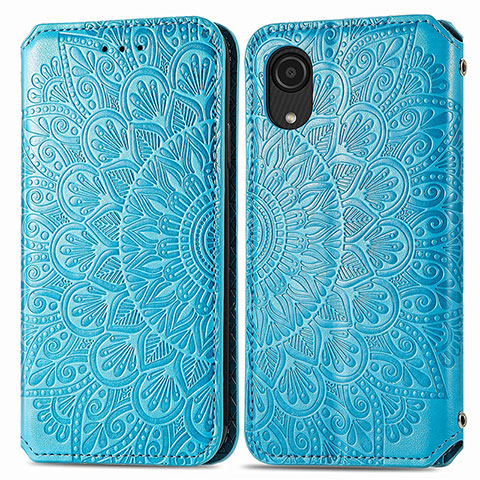 Funda de Cuero Cartera con Soporte Patron de Moda Carcasa S01D para Samsung Galaxy A03 Core Azul