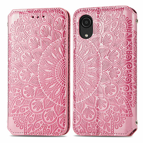 Funda de Cuero Cartera con Soporte Patron de Moda Carcasa S01D para Samsung Galaxy A03 Core Oro Rosa