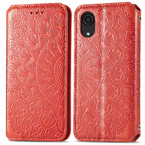 Funda de Cuero Cartera con Soporte Patron de Moda Carcasa S01D para Samsung Galaxy A03 Core Rojo