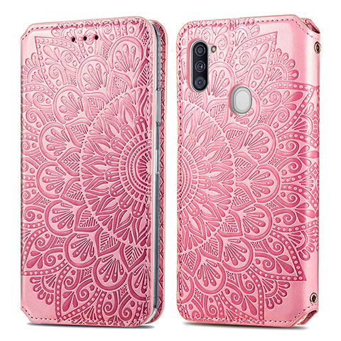 Funda de Cuero Cartera con Soporte Patron de Moda Carcasa S01D para Samsung Galaxy A11 Oro Rosa