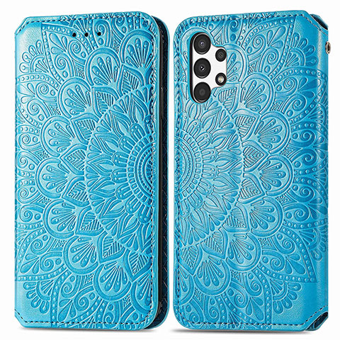 Funda de Cuero Cartera con Soporte Patron de Moda Carcasa S01D para Samsung Galaxy A13 4G Azul