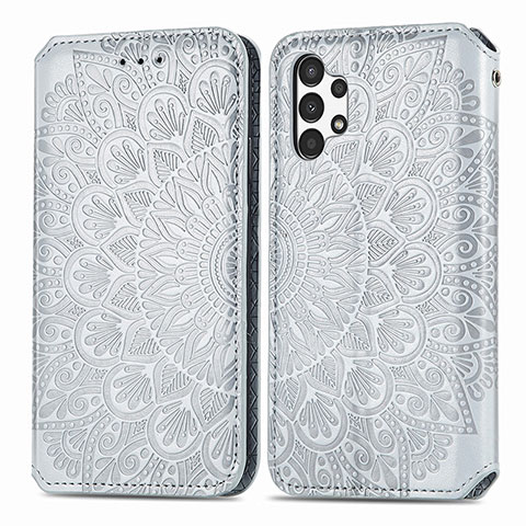 Funda de Cuero Cartera con Soporte Patron de Moda Carcasa S01D para Samsung Galaxy A13 4G Plata