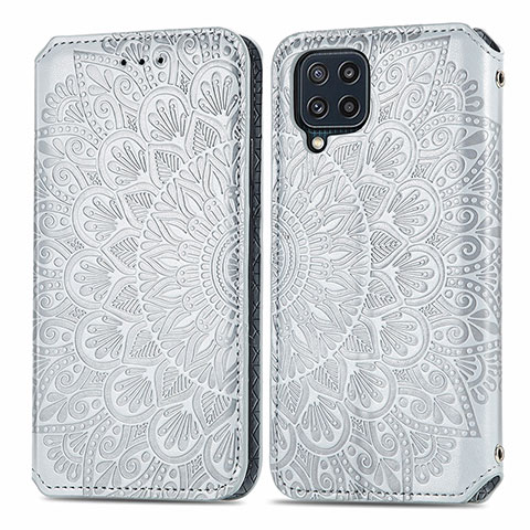 Funda de Cuero Cartera con Soporte Patron de Moda Carcasa S01D para Samsung Galaxy A22 4G Plata