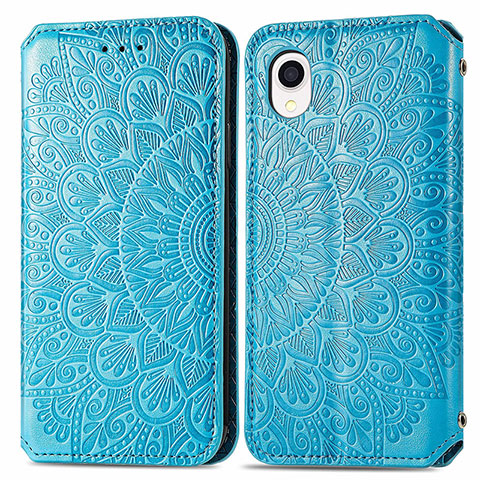 Funda de Cuero Cartera con Soporte Patron de Moda Carcasa S01D para Samsung Galaxy A22 5G SC-56B Azul