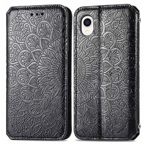 Funda de Cuero Cartera con Soporte Patron de Moda Carcasa S01D para Samsung Galaxy A22 5G SC-56B Negro