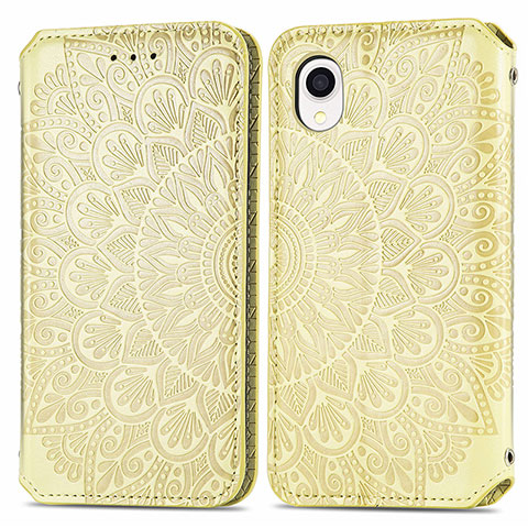 Funda de Cuero Cartera con Soporte Patron de Moda Carcasa S01D para Samsung Galaxy A22 5G SC-56B Oro