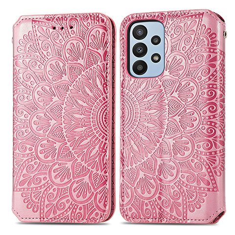 Funda de Cuero Cartera con Soporte Patron de Moda Carcasa S01D para Samsung Galaxy A23 5G Oro Rosa