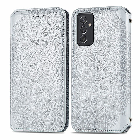 Funda de Cuero Cartera con Soporte Patron de Moda Carcasa S01D para Samsung Galaxy A24 4G Plata