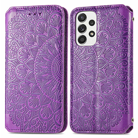 Funda de Cuero Cartera con Soporte Patron de Moda Carcasa S01D para Samsung Galaxy A33 5G Morado