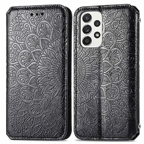 Funda de Cuero Cartera con Soporte Patron de Moda Carcasa S01D para Samsung Galaxy A33 5G Negro