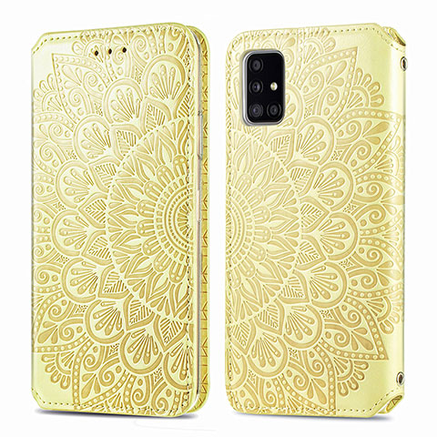 Funda de Cuero Cartera con Soporte Patron de Moda Carcasa S01D para Samsung Galaxy A51 5G Oro