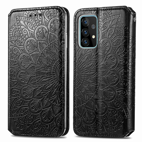 Funda de Cuero Cartera con Soporte Patron de Moda Carcasa S01D para Samsung Galaxy A52 4G Negro