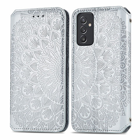 Funda de Cuero Cartera con Soporte Patron de Moda Carcasa S01D para Samsung Galaxy A55 5G Plata