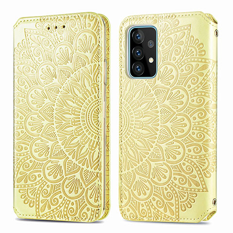 Funda de Cuero Cartera con Soporte Patron de Moda Carcasa S01D para Samsung Galaxy A72 4G Oro